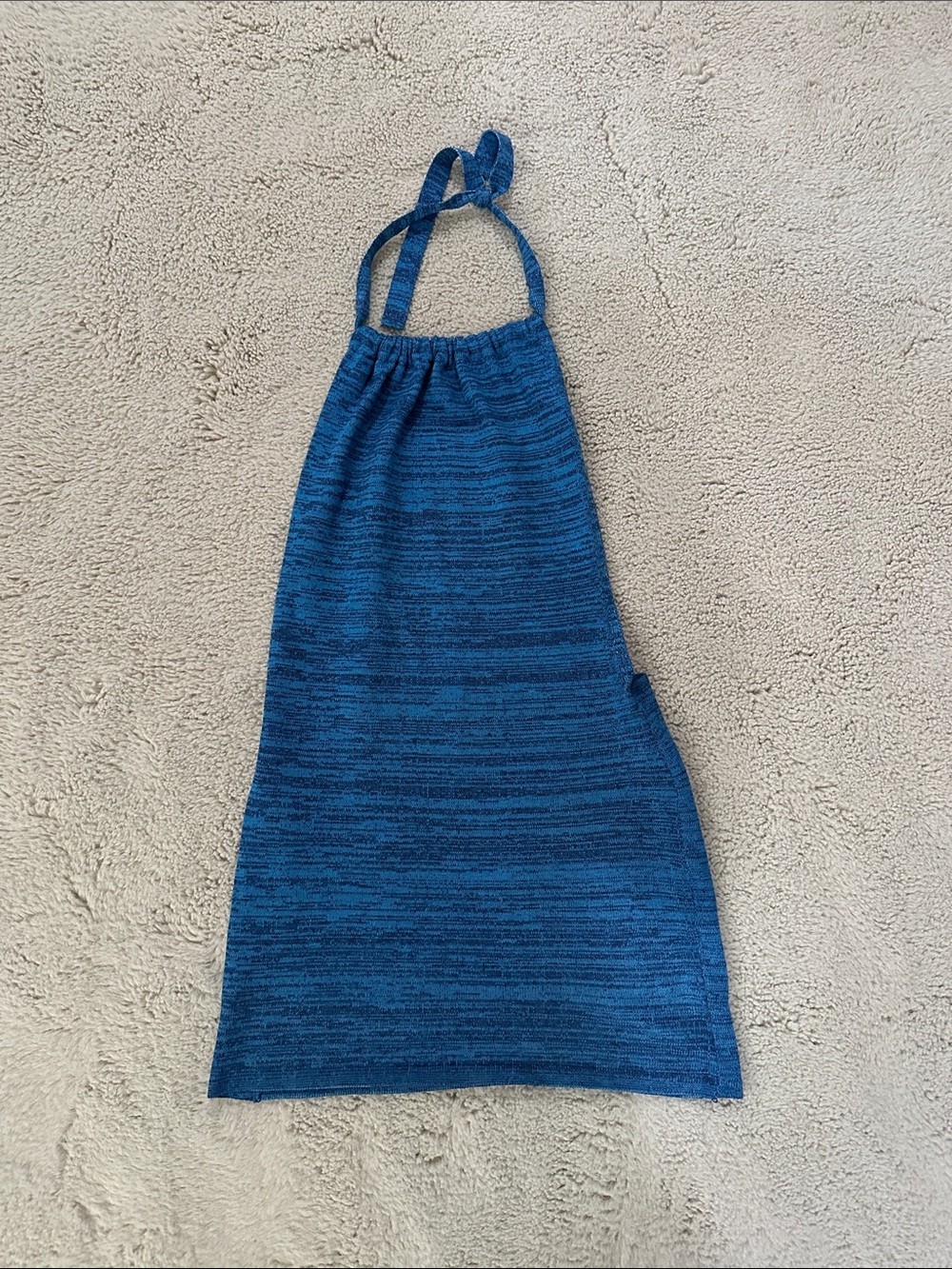 Blue Knit Halter Dress